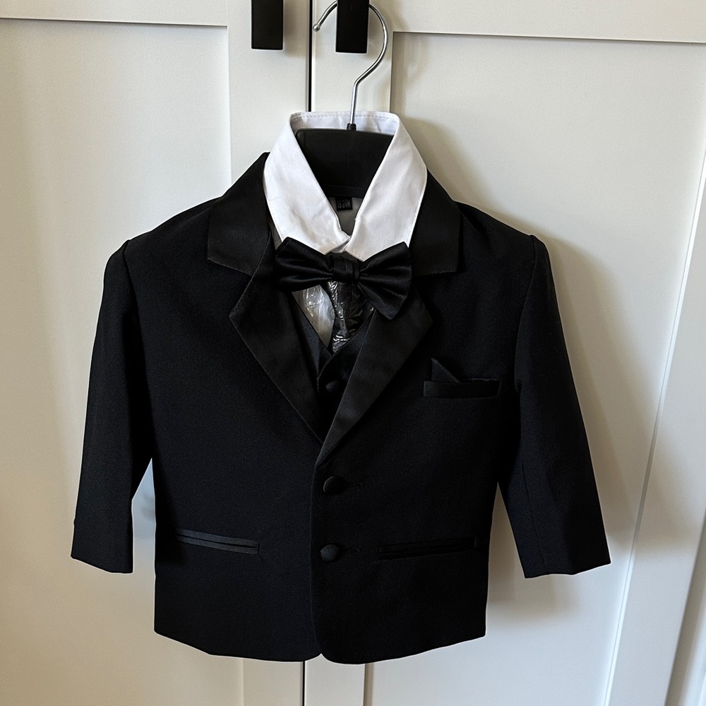 Kids Black Tuxedo Suit with Bow Tie